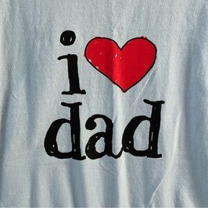 Kid's T Shirt I Love Dad Youth Child's Children's L 100% Cotton Light Blue NEW